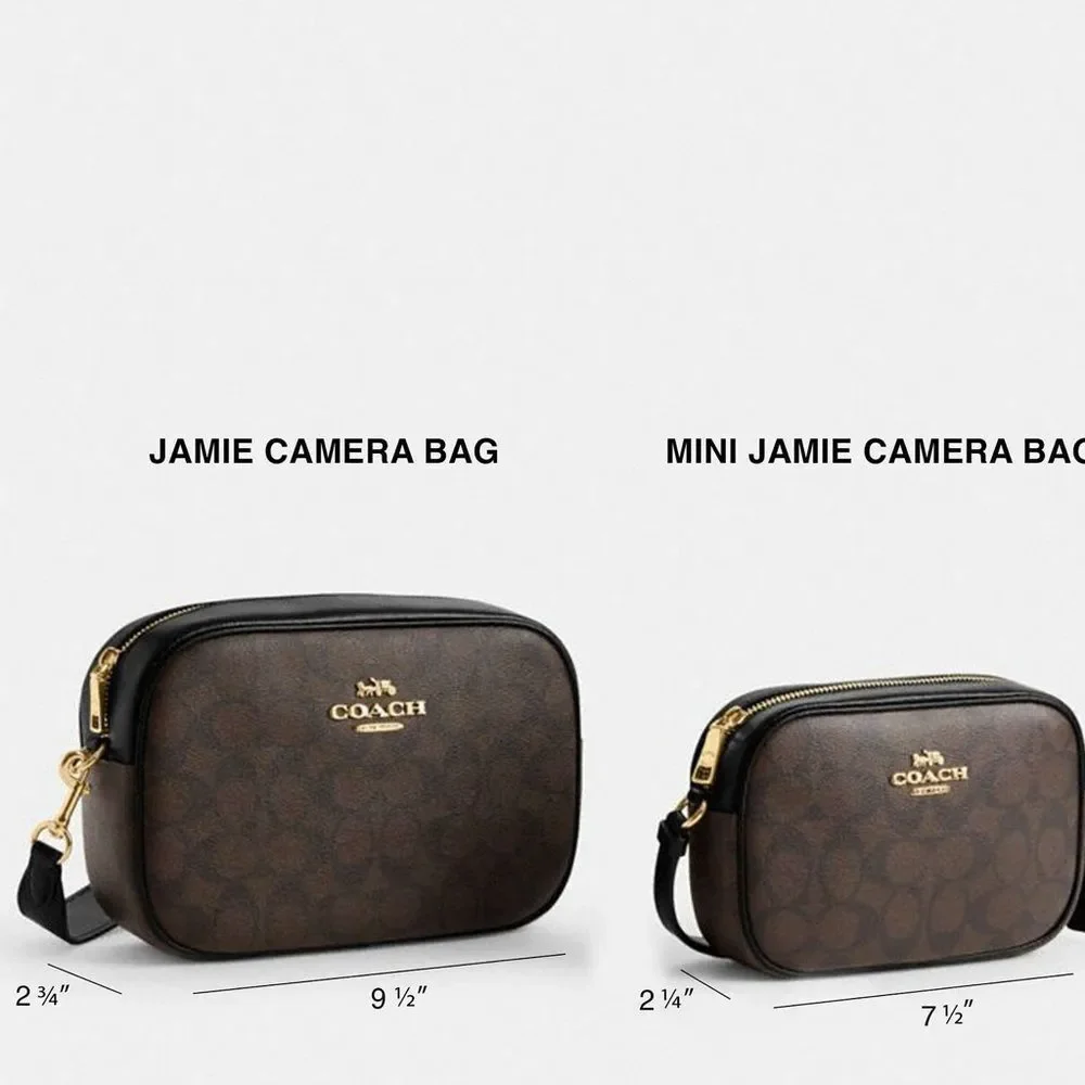 NWT Coach Mini Jamie Camera Bag In Signature Canvas C9926 Khaki Black Gold